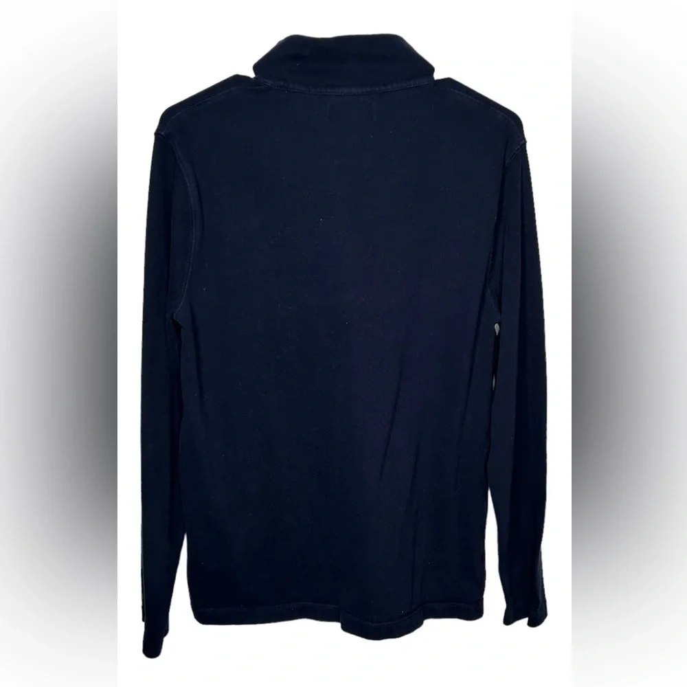 J Crew Mercantile Mens Cotton LS 1/4 Zip Solid Navy Blue Pullover Sweater Small